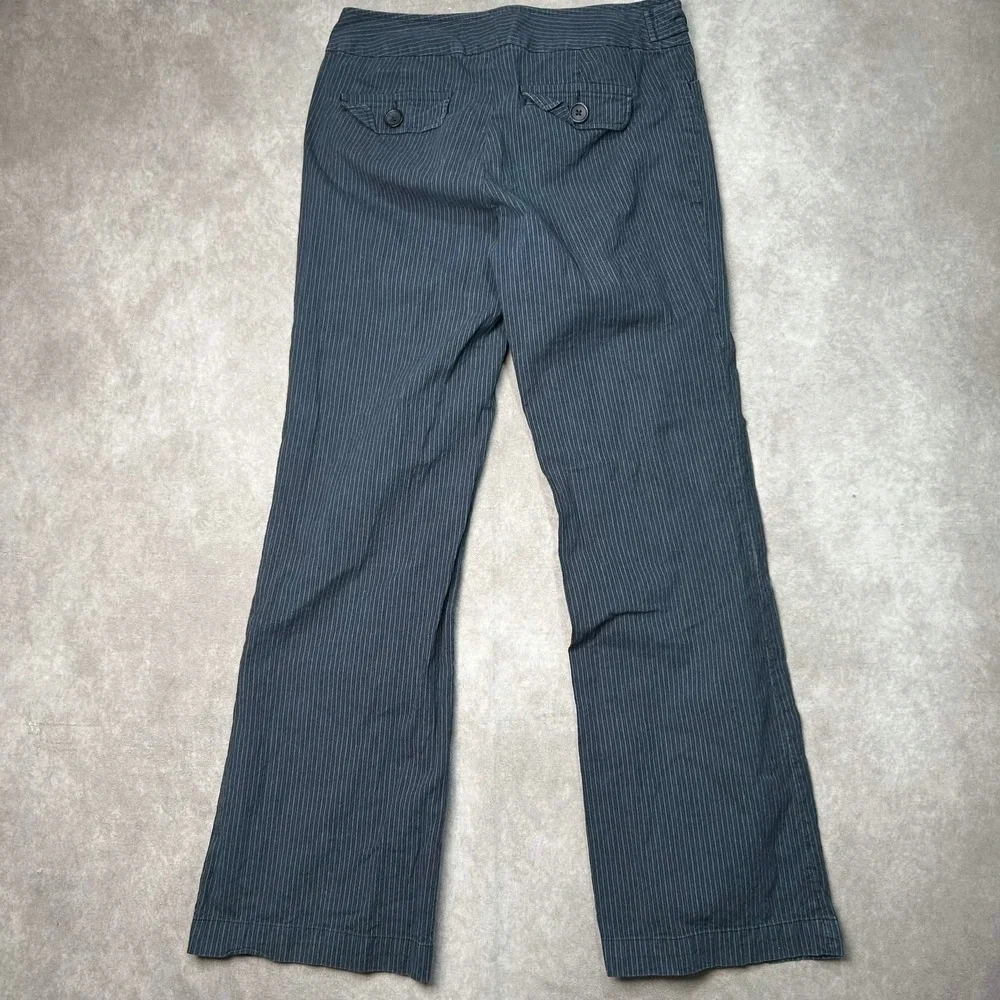 Banana Republic Jackson Fit Navy Pinstripe Wide Leg Linen Blend Trousers Size 8